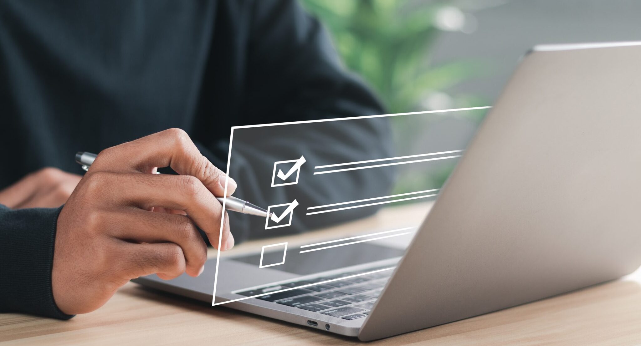 Image of Woman Completing Digital Checklist
