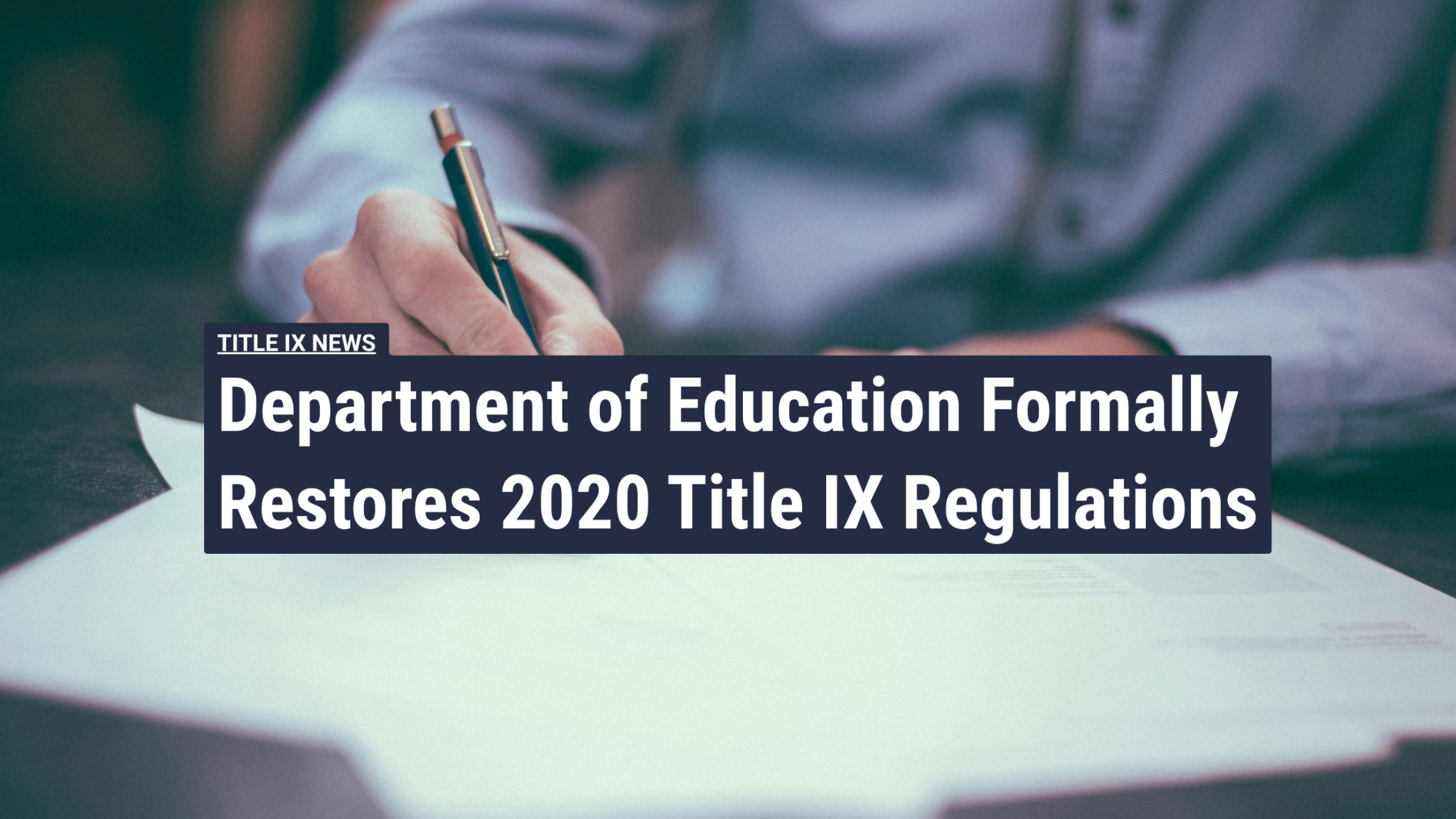Two professionals reviewing documents during a Title IX investigation